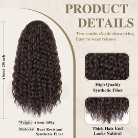 colorfulpanda Long Drawstring Curly Ponytail Hair Piece for African, American Ponytail Extension Synthetic Hair Afro Kinky Curly Ponytail with Clip in Hairpiece for Women,18 inch(Dark Bown 4#)
