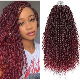 Aipin Goddess Locs Crochet Hair 14 Inch Boho River Locs Hippie Locs Wavy Crochet With Curly Hair In Middle And Ends Braids Hair Extensions (7Packs,14 inch, TBUG)