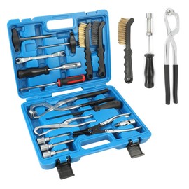 Brake Tools 15PC Drum & Disc Brake Tool Kit Labor-saving Drum Brake Spring Tool Anti-rust Brake Installer Remover Adjusting Tool with Brake Spring Pliers/Compressor/Puller, Brake Caliper Cleaning Tool