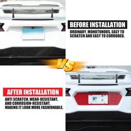 Rear License Plate Frame Compatible with Corvette C8 Stingray 2020-2024 License Plate Holder Filler Mount Bracket Aluminum License Plate Frame Grill Vent Insert Trim Cover Accessories (Bright Red)