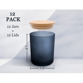 Aroparc 12 Pack 10oz Candle Jars with Bamboo Lids, Candle Container Tumbler Jar for Candle Making Candle Tins Candle Making Supplies - Dishwasher Safe, Frosted Grey