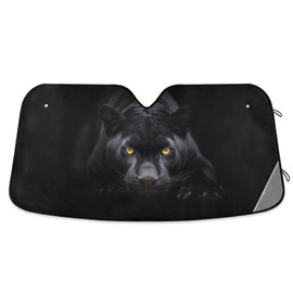Qilmy Cool Panther Car Windshield Sunshade Automotive Sun Visor Protector Foldable for SUV Truck Front Window (Black Leopard)