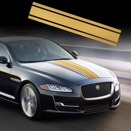 TOMALL 124cm x 22cm Car Hood Stripe Sticker Auto Racing Body Side Stripes Decal Skirt Roof Hood Bumper Stripe Decal Vinyl Fix Stripe Decal for Car (GLOD)