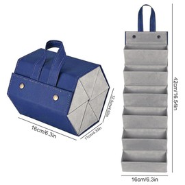 CHENKEE Sunglasses Storage Box, 6 Compartments, Foldable Glasses, Display Box, Portable Glasses Box, Hanging Glasses Case for Multiple Glasses, Glasses Storage (Sheepskin Blue)