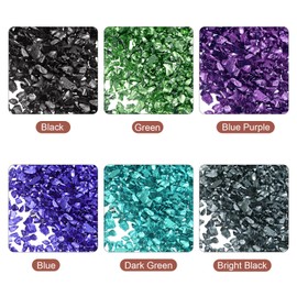 uxcell 6 Colors Crushed Glass Chips, 1-4mm Irregular Glitter Metallic Glass for Craft DIY Jewelry Vase Filler Epoxy Resin Decoration 28g Green Color Series