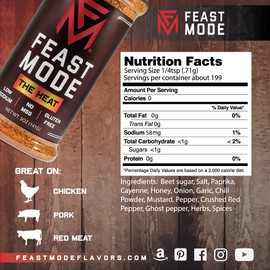 The Heat - Feast Mode Flavors - Low Sodium, No MSG, Gluten Free, All Natural, Meal Prep Seasoning, Spicy, Habanero, Ghost Pepper