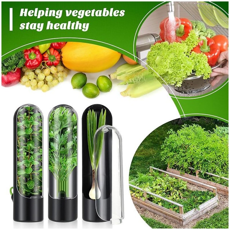 WADY 3 pcs Herb Keeper, Herb Saver for Refrigerator, Herb