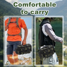 Auptiz Fishing Bag, Fishing Tackle Bag, Oxford Fabric Shoulder Bag, Fishing Fishing Bag, Outdoor Carp Bag, Waist Bag, Fishing Gear with Shoulder Strap, Waist Belt and Carry Handles