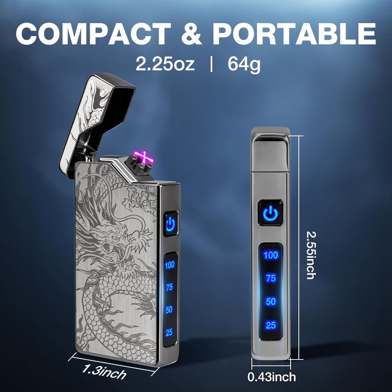 LcFun Electric Lighter - USB Rechargeable, Dual Arc Plasma Lighter,
