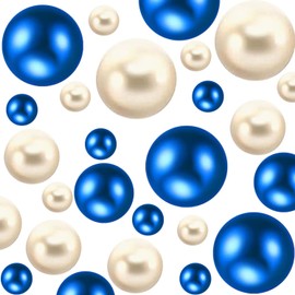 10150 Pieces White Blue Beads No Hole Bead for Vases, DIY Vase Filler Kit Highlight Beads Bead Vase Filler for Centerpieces, Wedding, Birthday, Anniversary, Christmas Centerpiece