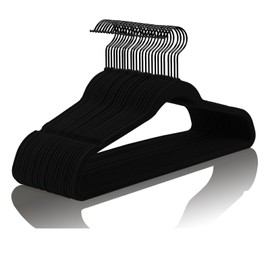 MIZGI Premium All Black Velvet Hangers with Black Hooks (30 Pack) Heavy Duty - Non Slip Felt Hangers - 360 Degree Swivel,Space Saving Clothes Hanger,Durable Strong Hanger for Suits,Coat