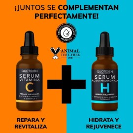 Kit 1 Serum Facial Vitamina C + 1 Suero Facial Ácido Hialurónico Antienvejecimiento - Cuidado Facial para Todo Tipo De Piel- Skin Care Facial - Aclara