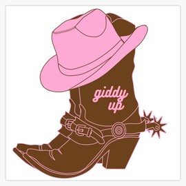 Giddy Up Cowboy Boot Bumper Sticker Vinyl Decal 5"