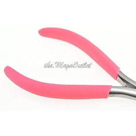Multi-Function 7" Stainless Steel Hair Extension Pliers Micro Rings Extensions Removal Opening Pliers for Micro Beads 2, 3.6mm Holes Plier with Pink no Slip Grip