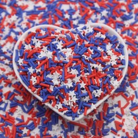 No Edible 4th of July Sprinkles,Red White Blue Hanging Stars Banner Memorial Day Independence Day Celebration Veterans Day Party Decorations