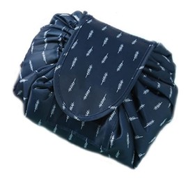 Crownish Women's Convenient and Waterproof Multifunction Portable Lazy Travel Cosmetic Storage Makeup Organizer Toiletry Bag with Drawstrings, Blue Leaf, 1 Count (Pack of 1), Travel Accessories, Blue Leaf, 1 Count (Pack of 1), Travel Accessories