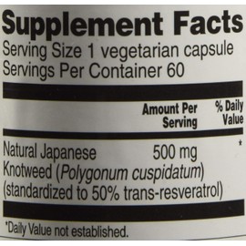 Vitacost Trans-Resveratrol 500 mg of herbal extract yielding 250 mg Trans-resveratrol -- 60