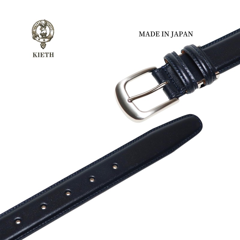 KIETH KE21463-29 Men's Business Belt, Genuine Leather, Navy, Smooth Leather,