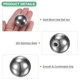 M METERXITY 1Pcs Threaded Ball Nut Knobs, M6x30mm 304 Stainless Steel Female Thread Ball Nut Cap for Lighting Fixtures/Machinery/DIY, Round Solid Screw Cap Cover [Silver]