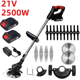 Unbranded 2500W Electric Cordless Grass String Trimmer Lawn Cutter Edger Weed + 2Battery