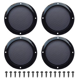 DKARDU 4" Speaker Grills Cover, Cold Rolled Steel Loudspeaker Net Cover, Metal Mesh Speaker Grille Replacement for 4 Inch Woofer Speakers, with Screws (4 Pack, Black & White)