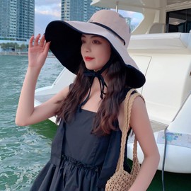 HUAMULAN Super Wide Brim Women Sun Hat Floppy Reversible Wired Edge Fishing Hats UV Protection Summer Beach Travel Garden Hiking