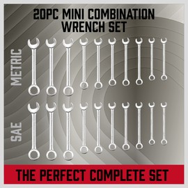 Premium Midget Wrench Set - 22-Piece Mini Combination Wrench Set Metric & SAE Ignition Wrench Sets 4-10mm & 5/32'' to 7/16'' Lightweight Small Carry Pouch