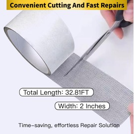 Jzswiepa Screen Repair Tape with Strong Adhesive, Ideal for Windows and Doors, Provides Convenient and Quick Mesh Repair Patching for Tears and Holes