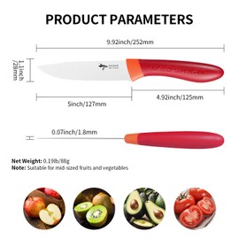 MAD SHARK Paring Knife 5 Inch Ultra Sharp Fruit Knife, Small Kitchen Knife, German molybdenum-vanadium Stainless Steel, Ergonomic Handle Design, Chopping Knife for Precise Cutting, Peeling, Slicing