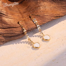 Montana West Wrangler Gold Plated Moonstone Drop Dangle Earrings for Women 14K Western Cowgirl Natrual Healing Stone Jewelry WGE-1044WG