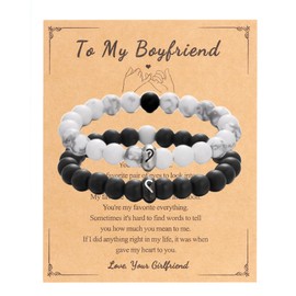 INERRWIX Matching Couple Ring Bracelets Gifts for Boyfriend Husband Fiance Girlfriend Wife Valentine's Day Anniversary Birthday Engagement Gift(TO MY BOYFRIENDFE)