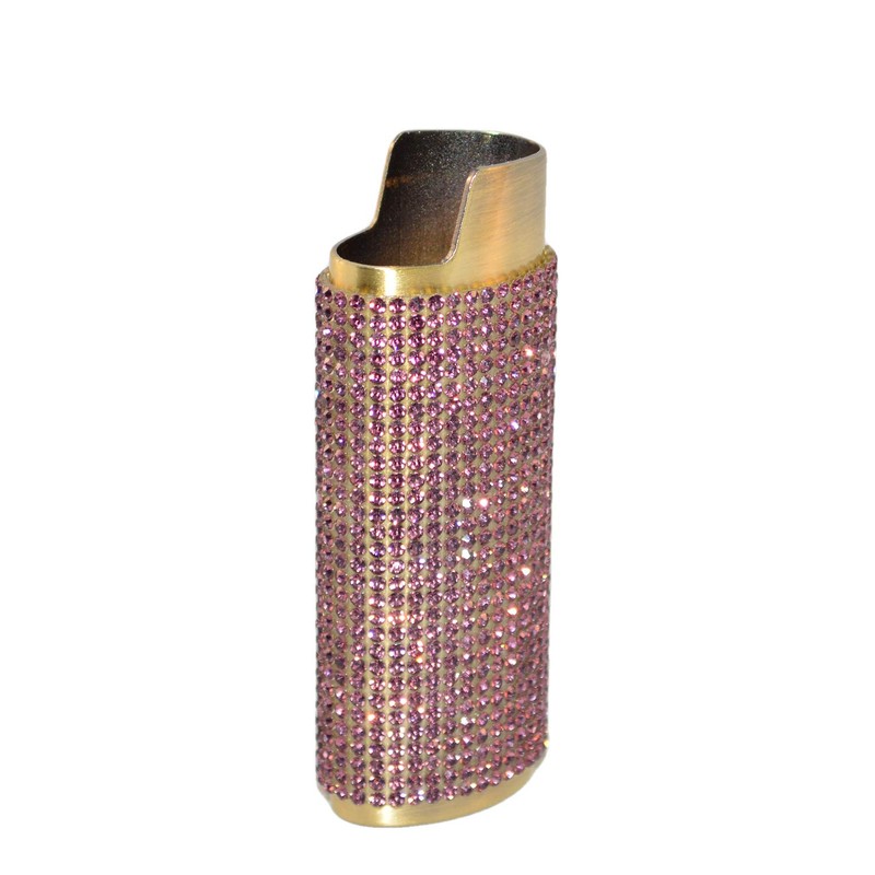 Light Purple Rhinestone Lighter Sleeve Covers LS22-25 (Gold Sleeve)