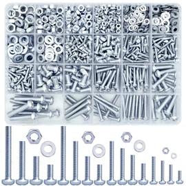 31.7 oz (900 g) Bolt Set, Machine Screws, Stainless Steel Bolt Set, M3, M4, M5, M6, Cap Head Screws, Nuts Set, Repair Tool, Cross Hole Bolt, Flat Head Bolt, Nut Kit, Storage Case Included