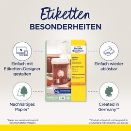 Avery Zweckform 5080 Jam Labels, A4, 240 Round Labels Removable, Diameter 40 mm 10 Sheets White