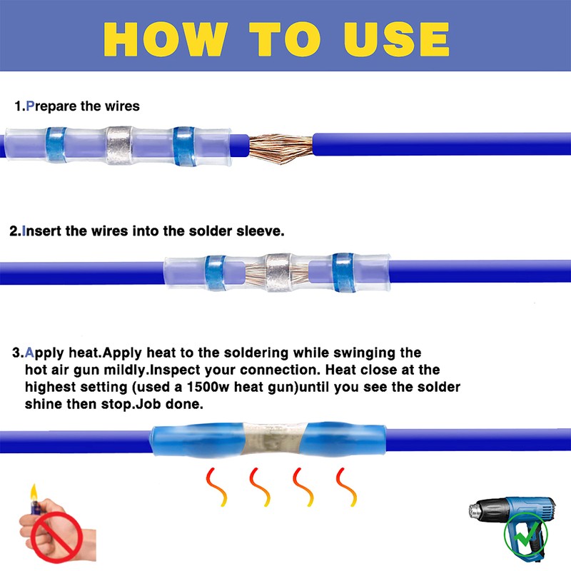 haisstronica 400PCS Solder Seal Wire Connectors,Heat Shrink Butt Connectors, Insulate