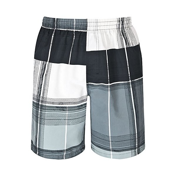 Mareno® Men's Swimming Trunks, Black Check - black/grey, size: l