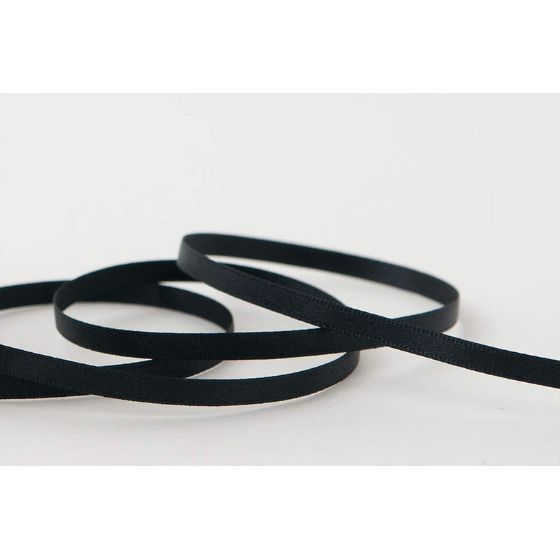 Berisfords Double FACE Poly Satin Ribbon, Black, 5 mm
