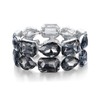 EVER FAITH Bracelet Rhinestone Crystal Wedding 2 Layer Wide Stretch