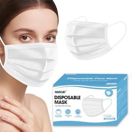 NNPCBT Paquete de 125 mascarillas desechables blancas, transpirables de 3 capas para adultos, ideal para exteriores, hogar, oficina, escuela