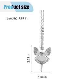 Bling Ballerina Dancer Car Mirror Hanging Accessories, Crystal Diamond Car Interior Ornament Pendant for Women, Lucky Rear View Mirror Charm for Auto Decoration Present