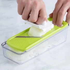 Wahei Freiz ME-7289 Slicer Set, Slicer, Julienne & Thumb Slicer, Grater, Stainless Steel Peeler, Safety Holder, Storage Case Included, Vitamin Island