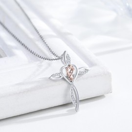 Midir&Etain Silver/Black Gothic Cross Necklace for Men Women 925 Sterling Silver Christian Faith Jewellery Valentine's Day Birthday Gifts, Medium, Cubic Zirconia, Zircon