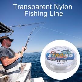 Kzouenzu Fishing Line Strong Tension Nylon Monofilament Wear Resistant Clear Nylon Fishing Line [200 Meters]