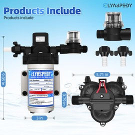 2088-594-144 RV Water Pump, 115V AC, 45PSI, 4.0 GPM, 240GPH, 15.1LPM, Self-Priming Diaphragm Water Pump,Includes Pressure Switch and Detachable Filters,No Noise, for RV, Marine, Yacht, Caravan