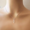 Sterling Silver Dainty Tiny Cross Charm Necklace, 18"