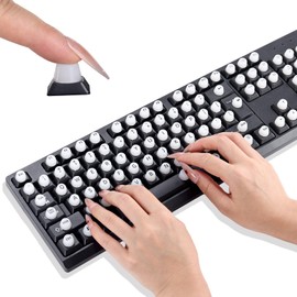 UniEasy 128 pcs Keyboard Stickers for Long Nails,Self-Adhesive PC Keyboard Keys for Long Nails Typing and Gaming for Typing Long Nail, Accessories and Gifts for Office Girls, Gaming Girls(White)