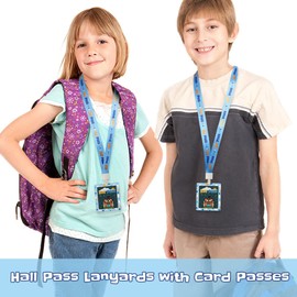 Hall Pass Lanyards with Card Passes, Unbreakable School Classroom Office Passes Set for Students Teachers Parents (5* Hall Pass)