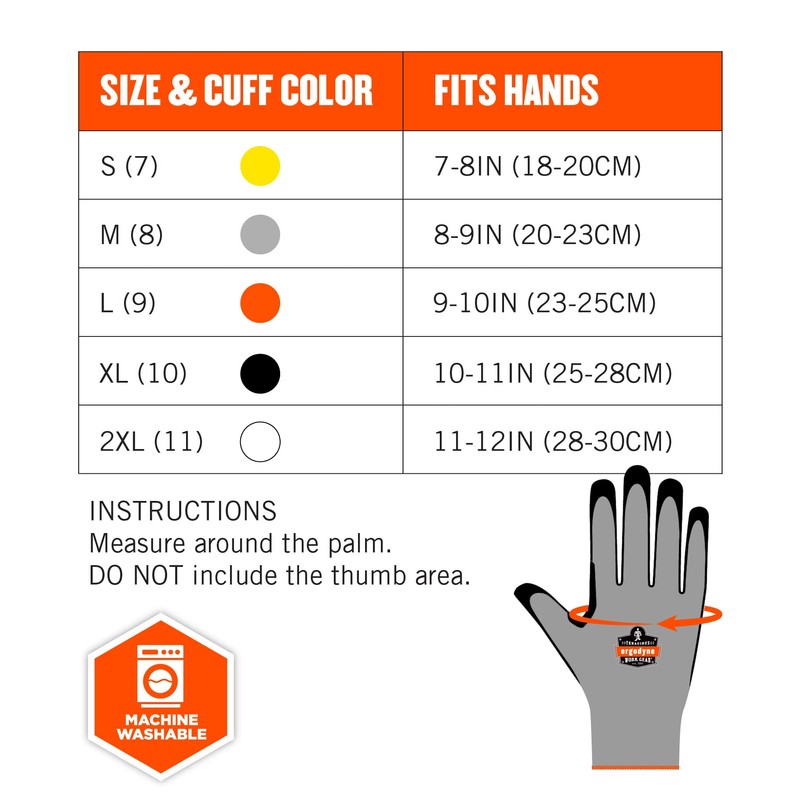 Ergodyne Nitrile Coated Work Gloves, Cut Resistant Level A3, Grip