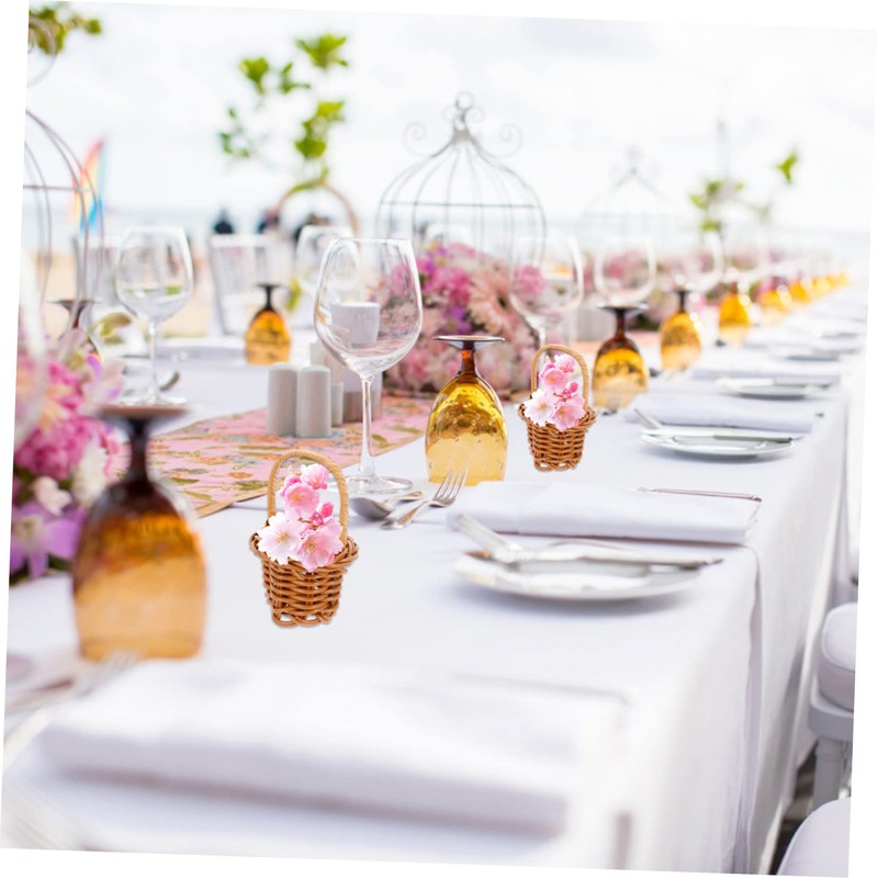 MERRYHAPY Handwoven Mini Wicker Basket Floral Storage Basket Decorative Small