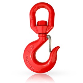 SCIEO 7 Ton Swivel Hook Heavy Duty Swivel Lifting Hook with Safety Latch, Rigging Hook Self Locking Crane Swivel Hook, G80 Grade Rotating Swivel Eye Sling Hook for Lifting with 15432 lbs Load Limit